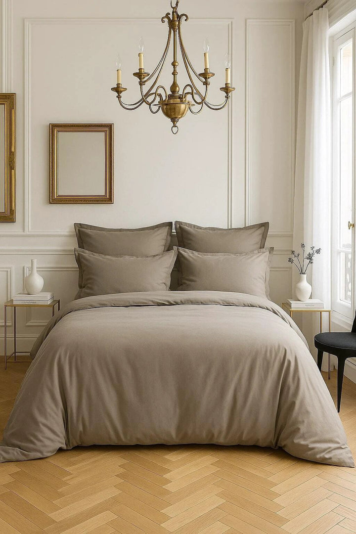 Housse de couette 100% satin de coton 105 fils gris clair by Baton Rouge