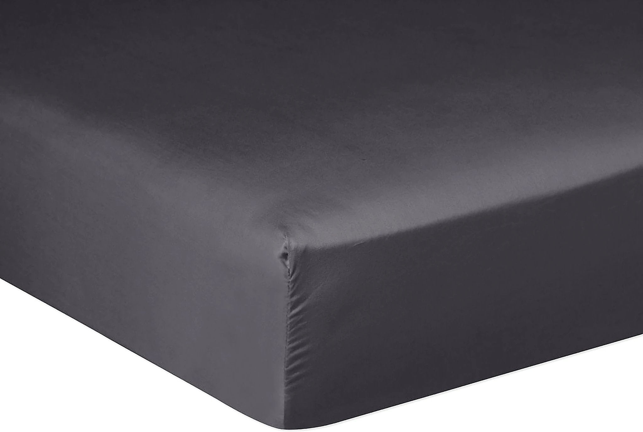 Drap housse bonnet:30cm 100% satin de coton 105 fils gris fonce by Baton Rouge