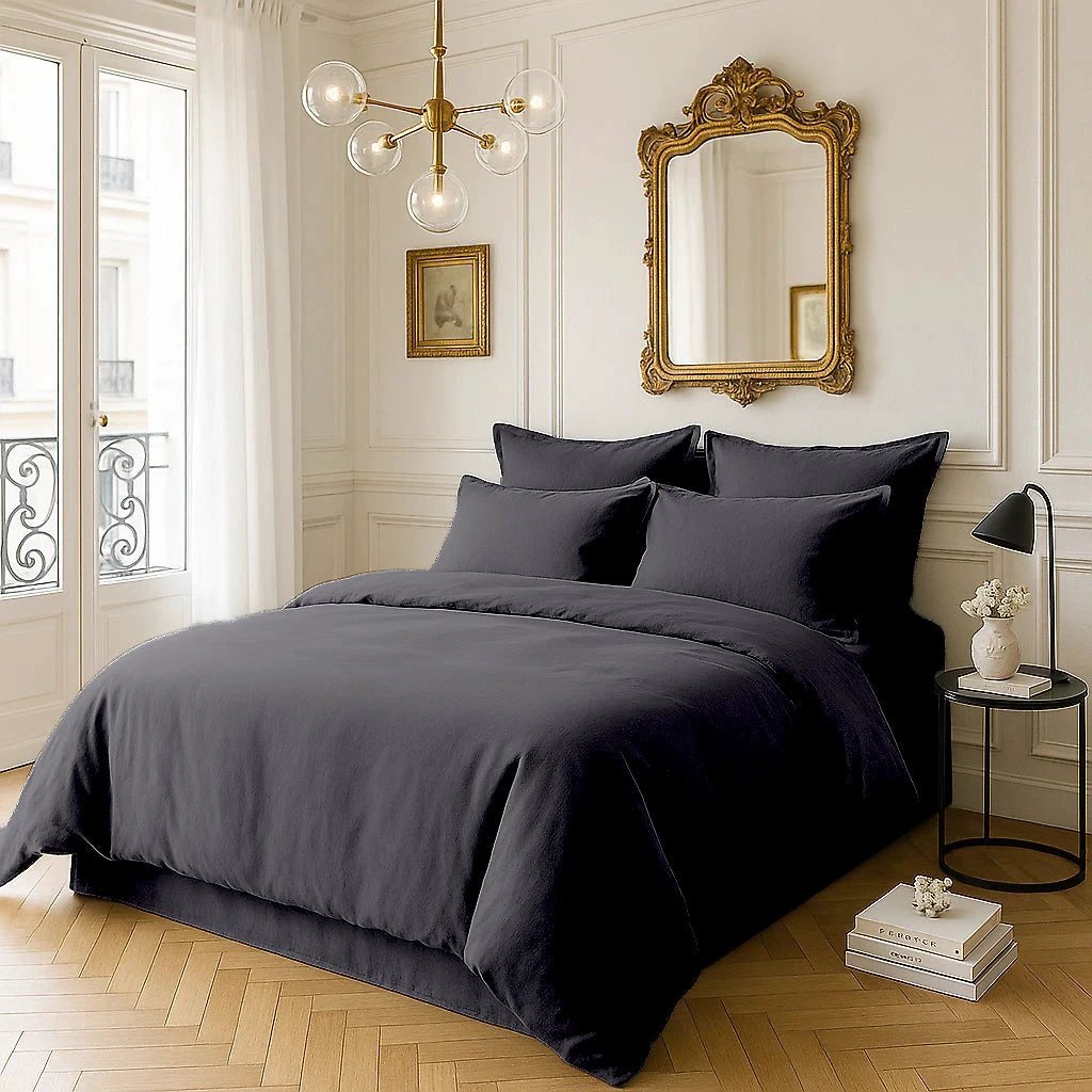 Housse de couette 100% satin de coton gris fonce by Baton Rouge
