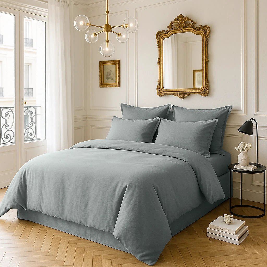 Taie d'oreiller 100% satin de coton 105 fils celadon by Baton Rouge