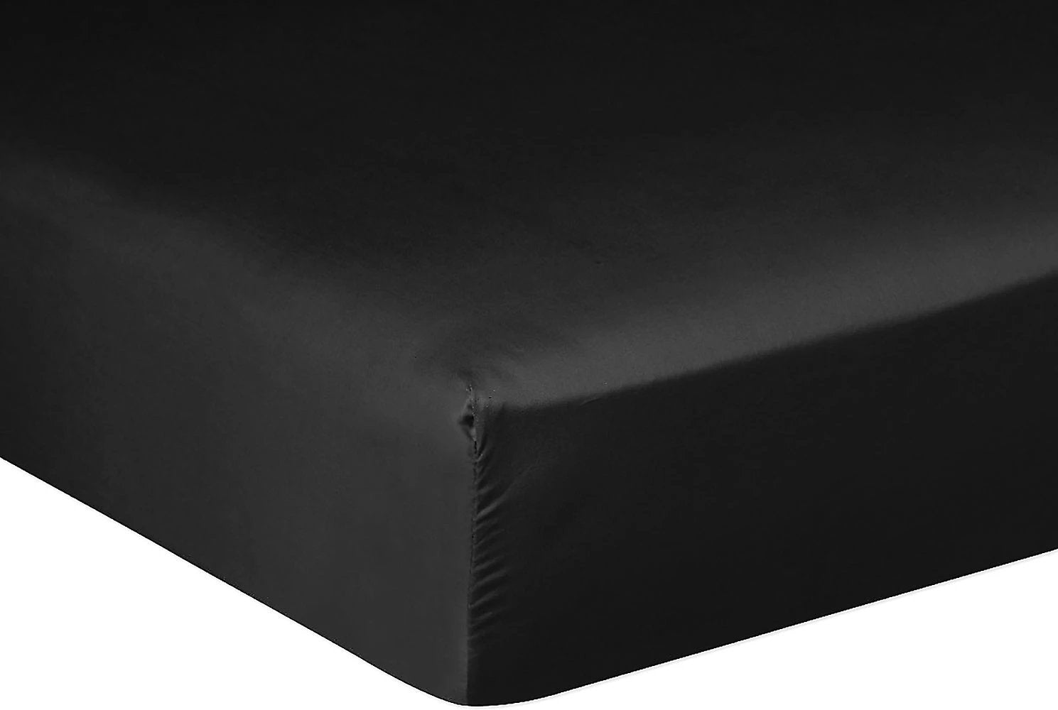 Drap housse bonnet:30cm 100% satin de coton 105 fils noir by Baton Rouge