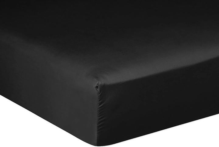 Drap housse bonnet:30cm 100% satin de coton 105 fils noir by Baton Rouge