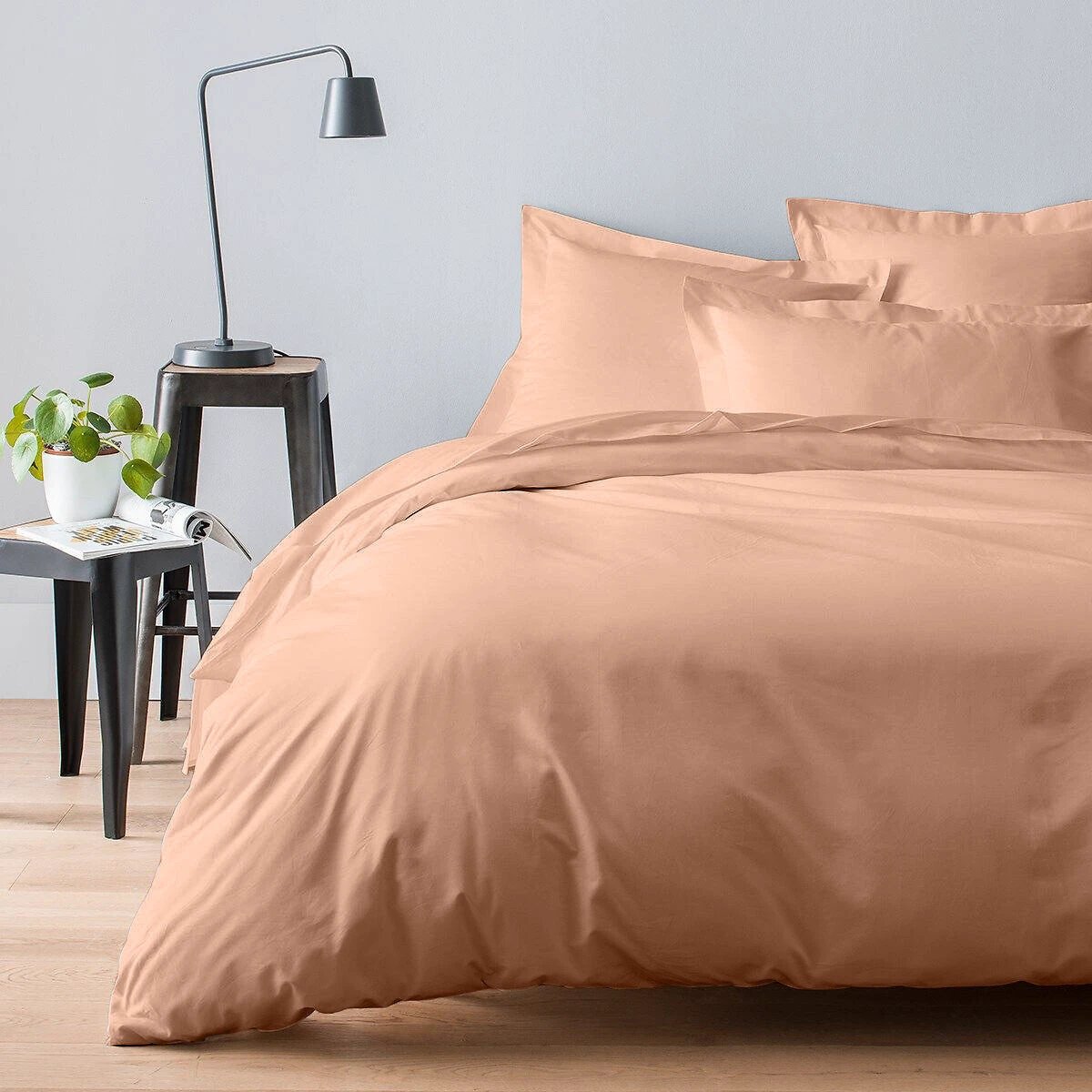 Housse de couette 100% satin de coton 105 fils rose by Baton Rouge