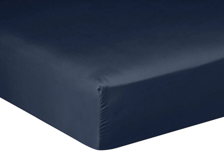 Drap housse bonnet:30cm 100% satin de coton 105 fils bleu marine by Baton Rouge