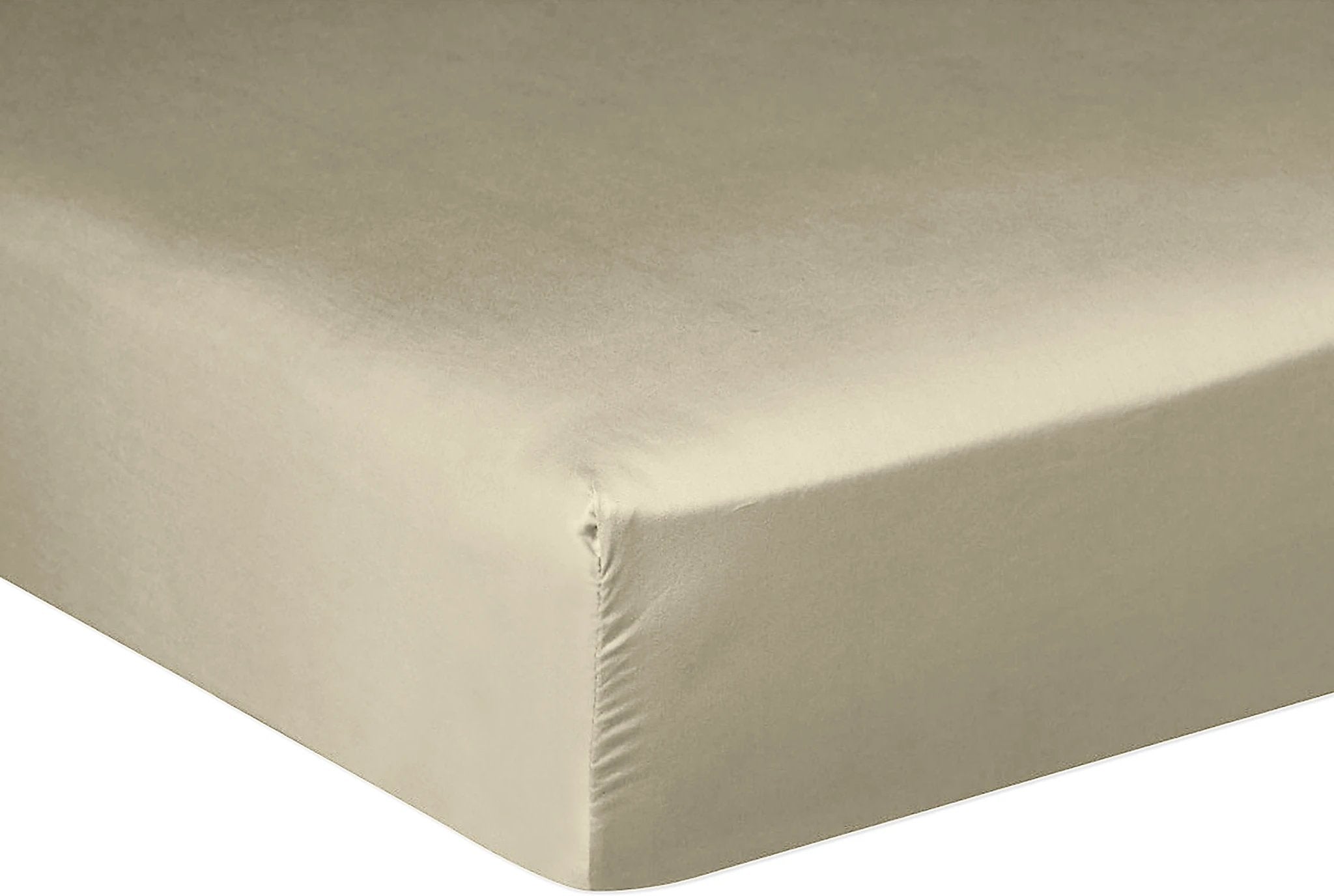 Drap housse bonnet:30cm 100% satin de coton 105 fils beige by Baton Rouge