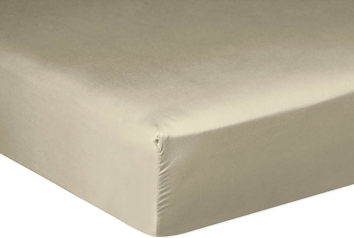 Drap housse bonnet:30cm 100% satin de coton 105 fils beige by Baton Rouge