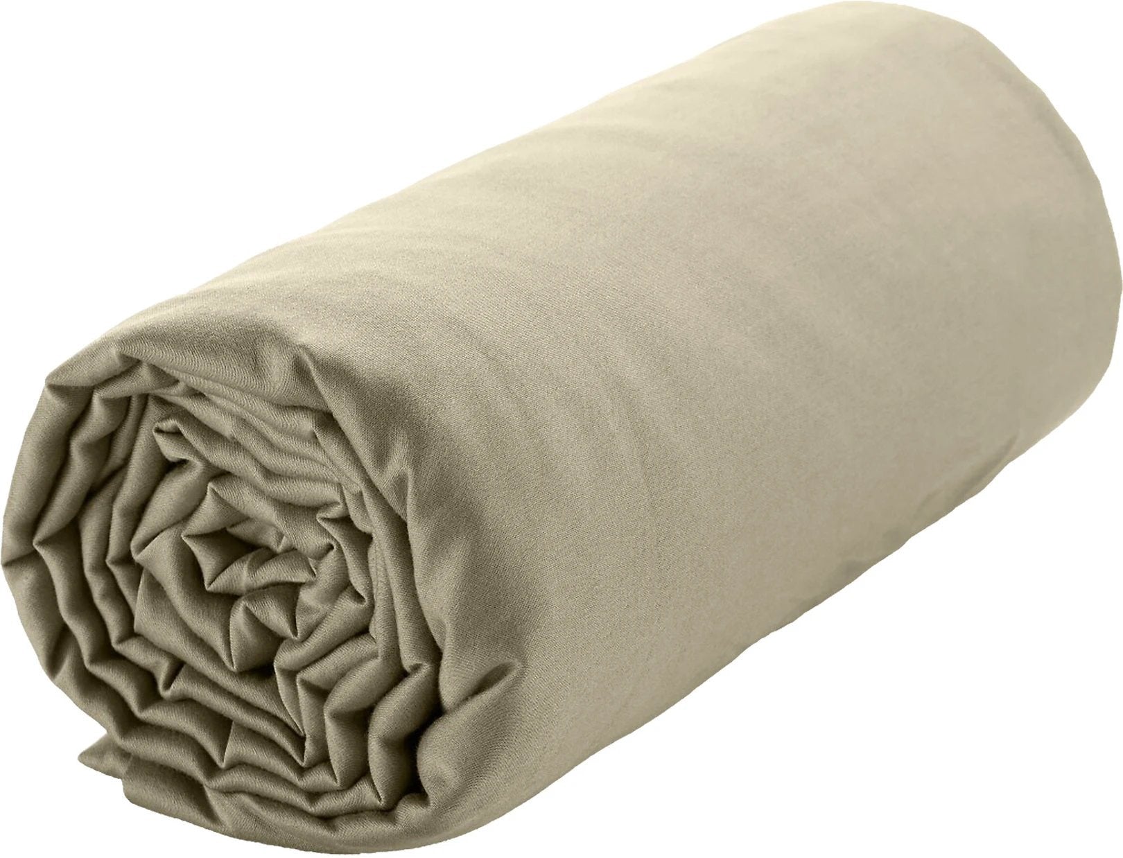 Drap housse bonnet:30cm 100% satin de coton 105 fils beige by Baton Rouge