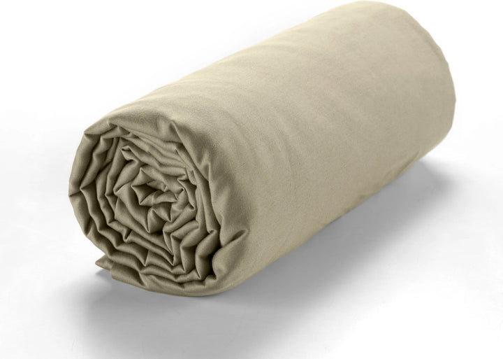 Drap housse bonnet:30cm 100% satin de coton 105 fils beige by Baton Rouge