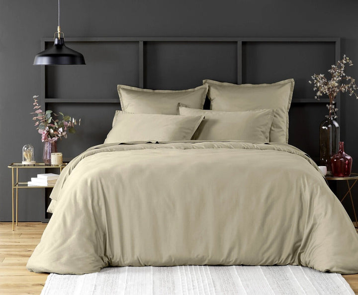 Taie d'oreiller 100% satin de coton 105 fils beige by Baton Rouge