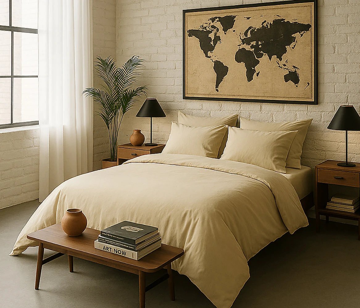 Drap housse +30 100% percale de coton lavé ecru by Baton Rouge
