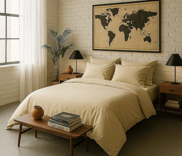 Housse de couette 100% percale de coton lavé écru by Baton Rouge