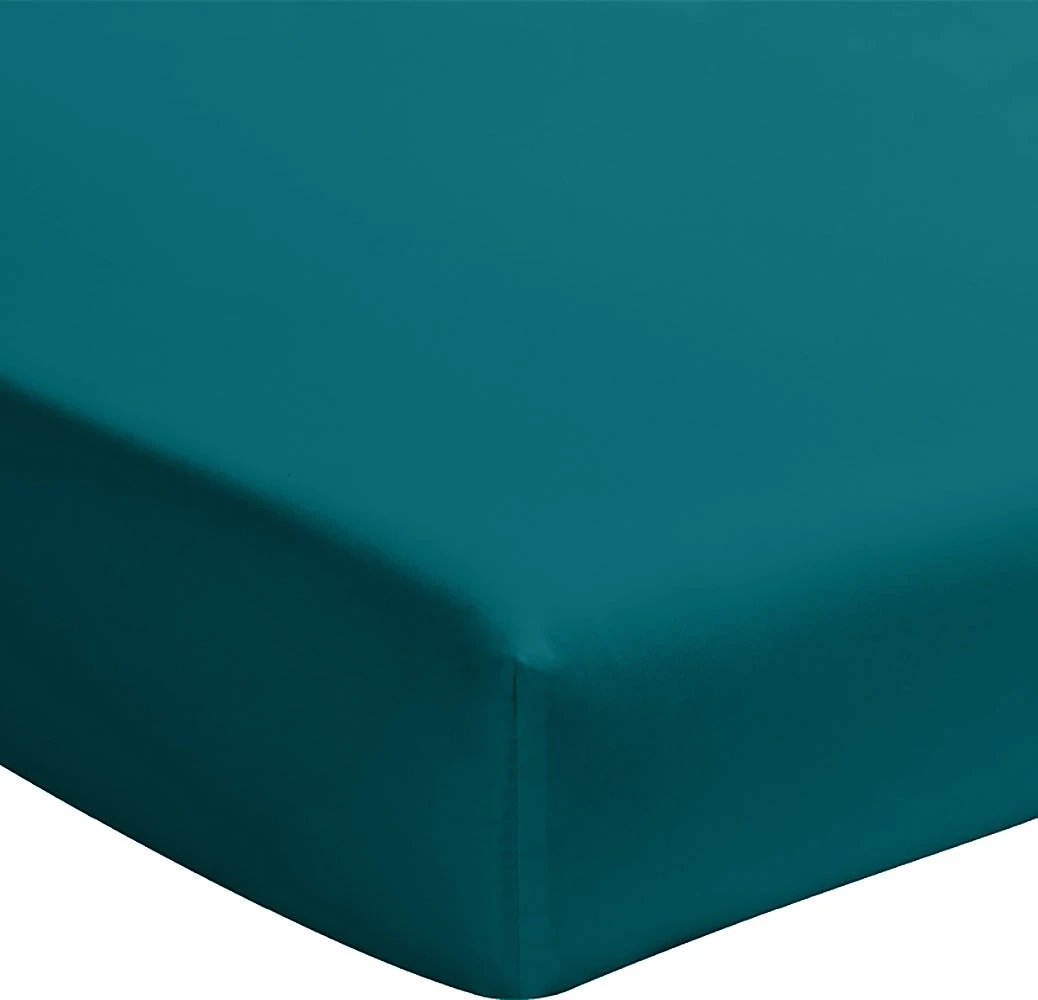 Drap housse +30 100% percale de coton lavé bleu canard by Baton Rouge