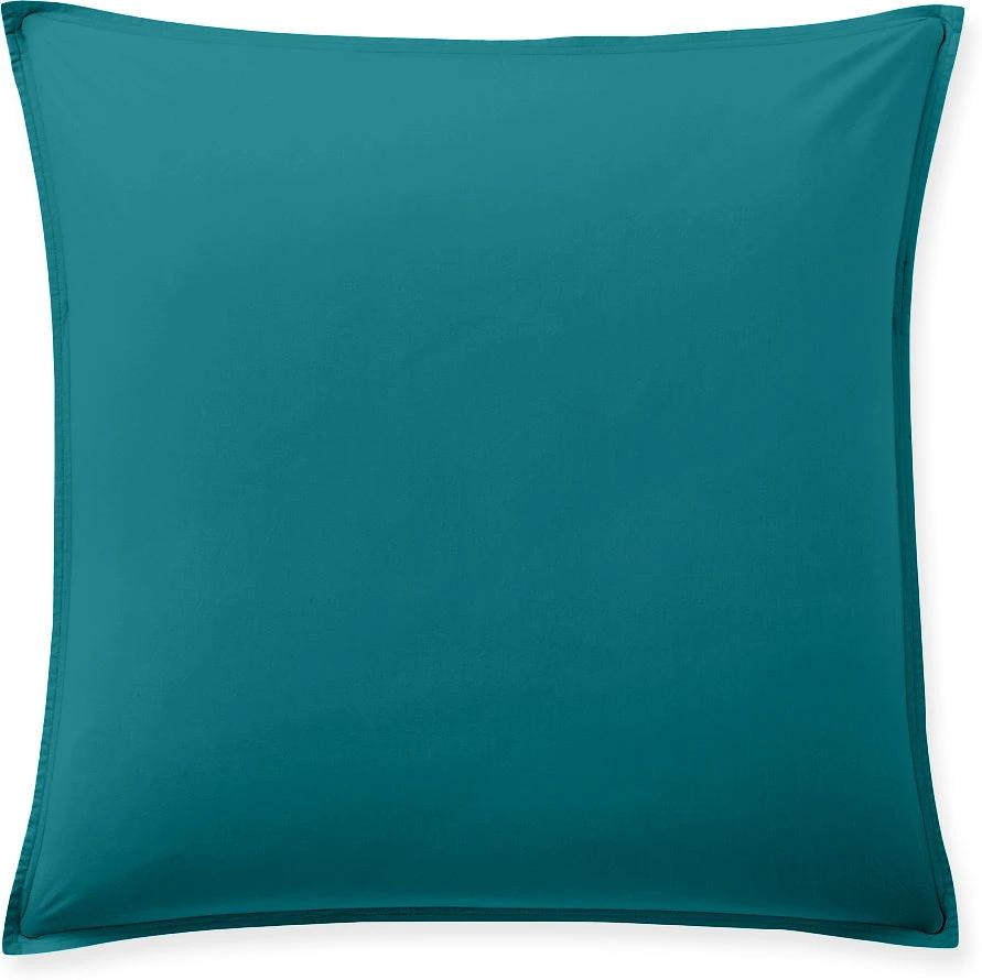 Taie d'oreiller avec volant 100% percale de coton lavé bleu canard by Baton Rouge