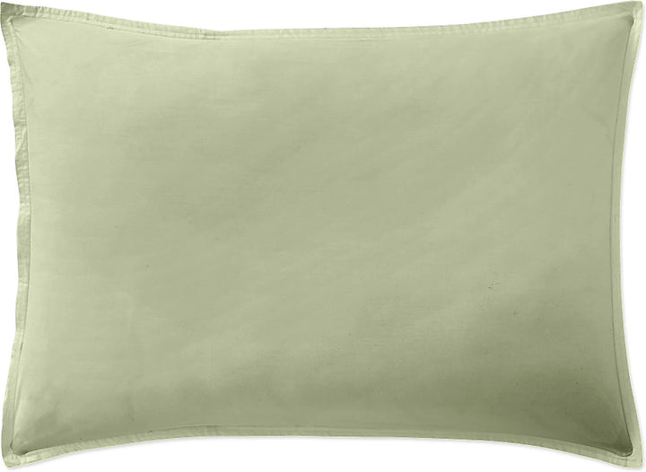 Taie d'oreiller avec volant 100% percale de coton lavé vert d'eau by Baton Rouge