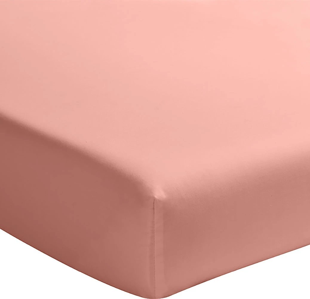 Drap housse +30 100% percale de coton lavé rose poudré / rose profond by Baton Rouge