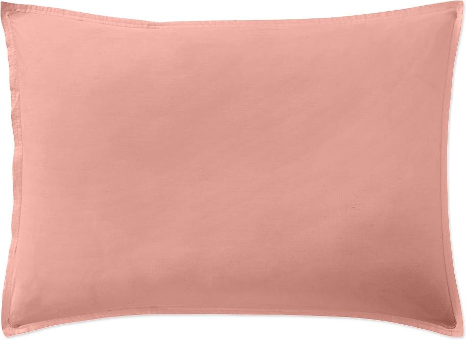 Taie d'oreiller avec volant 100% percale de coton lavé rose poudré / rose profond by Baton Rouge