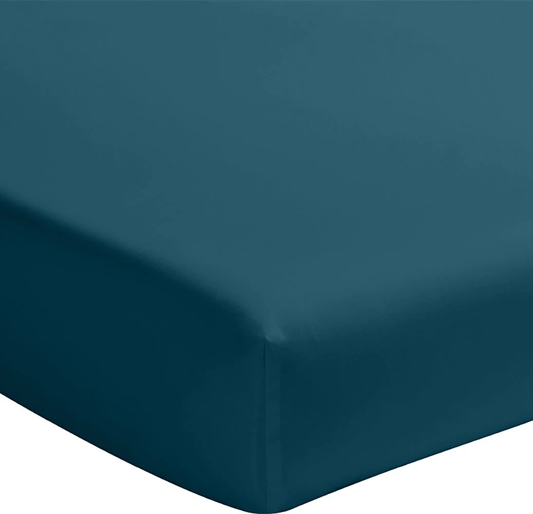 Drap housse +30 100% percale de coton lavé bleu impérial by Baton Rouge