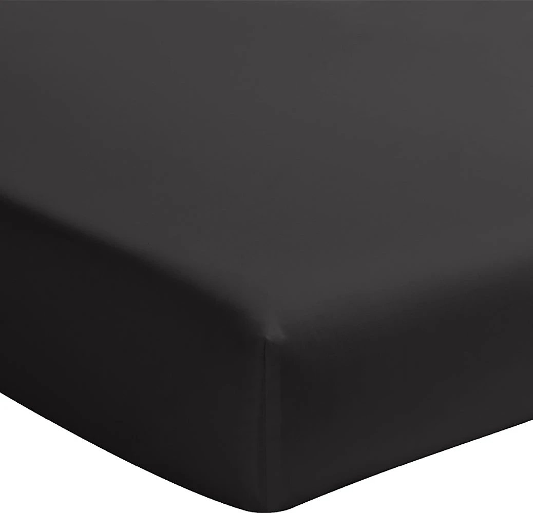 Drap housse +30 100% percale de coton lavé noir minuit by Baton Rouge