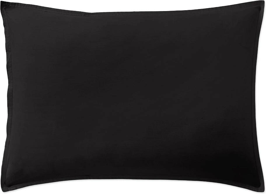 Taie d'oreiller avec volant 100% percale de coton lavé noir minuit by Baton Rouge