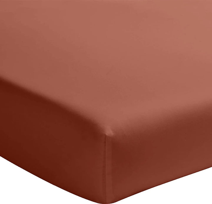 Drap housse +30 100% percale de coton lavé terracotta by Baton Rouge