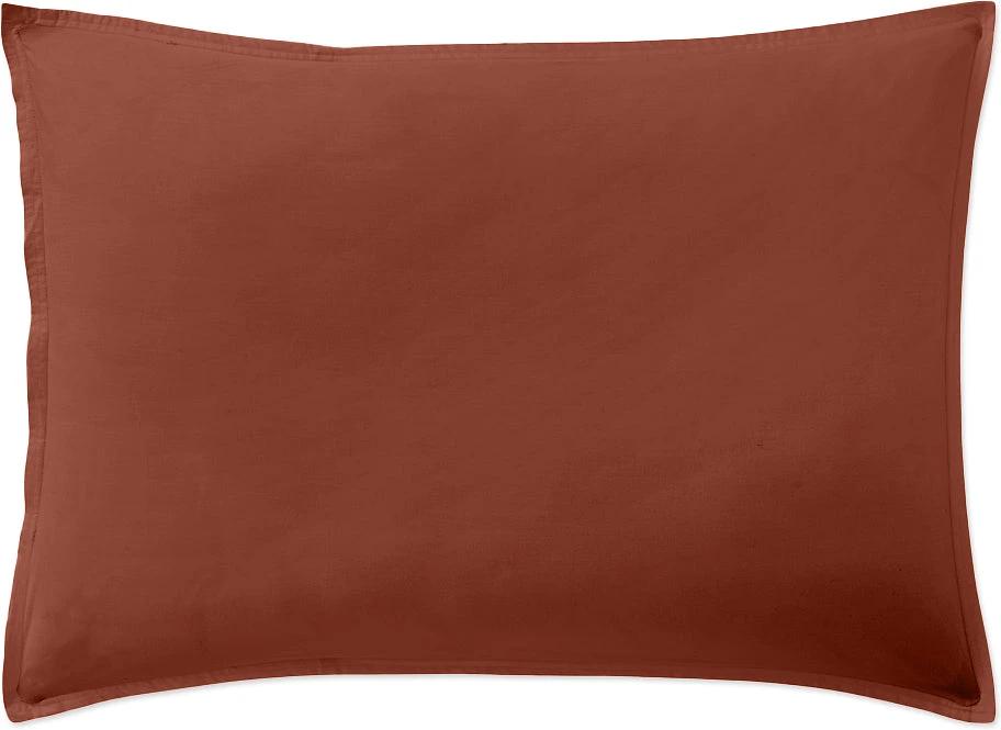 Taie d'oreiller avec volant 100% percale de coton lavé terracotta by Baton Rouge
