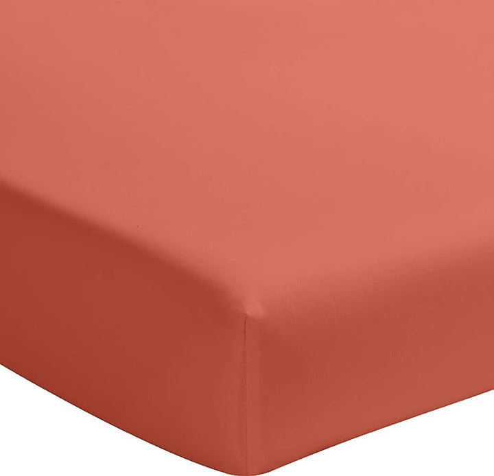 Drap housse uni baton rouge 100% percale de coton lavé - terre de sienne by Baton Rouge
