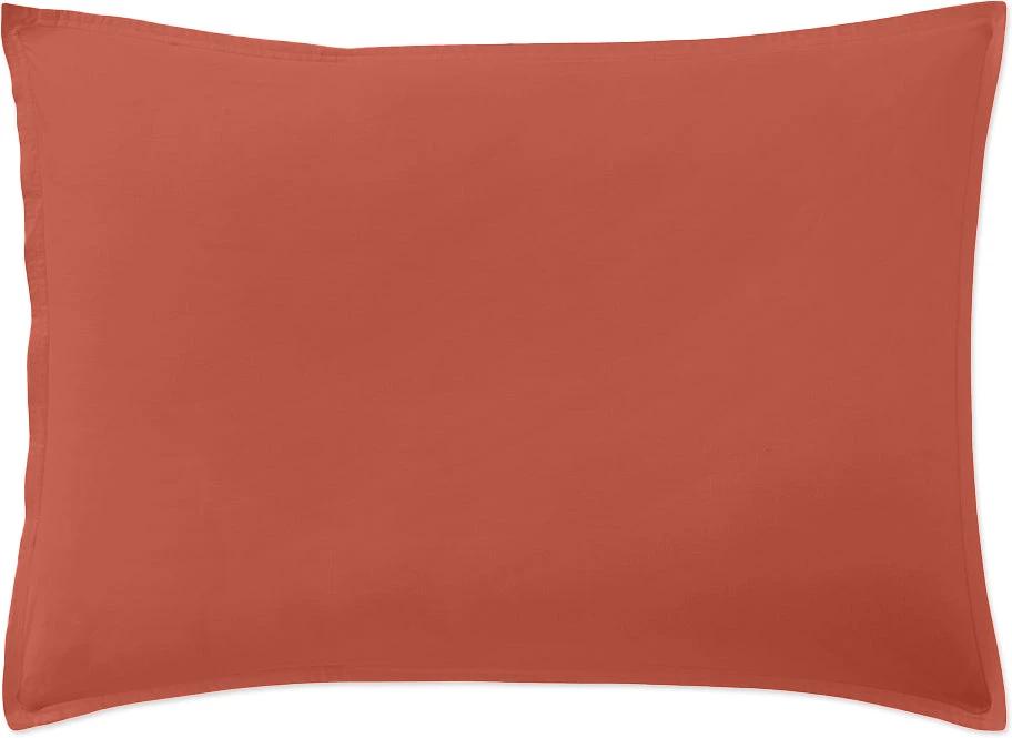 Taie d'oreiller 100% percale de coton lavé 80fils/cm_ - terre de sienne by Baton Rouge