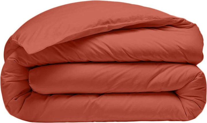 Housse de couette 100% percale de coton lavé 80fils/cm_ - finition bouteille 40cm - terre de sienne by Baton Rouge