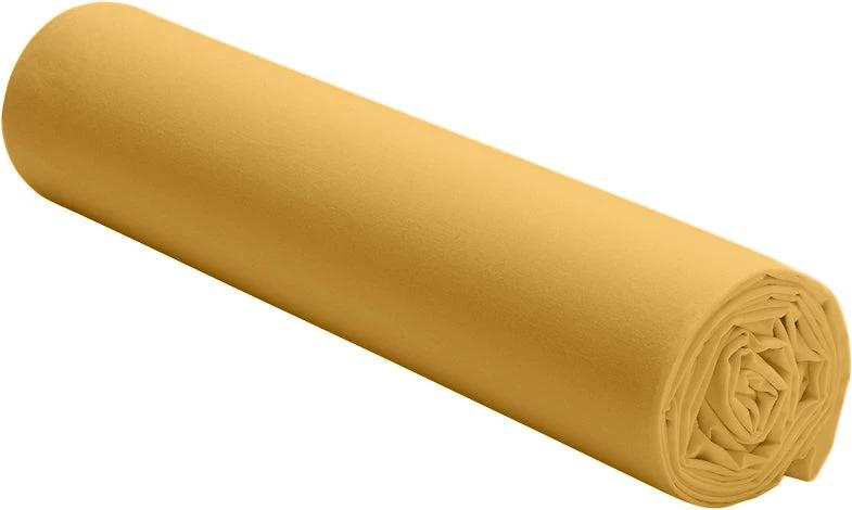 Drap housse uni baton rouge 100% percale de coton lavé - jaune moutarde by Baton Rouge