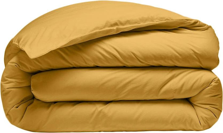 Housse de couette 100% percale de coton lavé 80fils/cm_ - finition bouteille 40cm - jaune moutarde by Baton Rouge