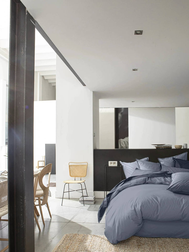 Housse de couette 100% percale de coton lavé - Bleu forever/bleu anthracite by Baton Rouge