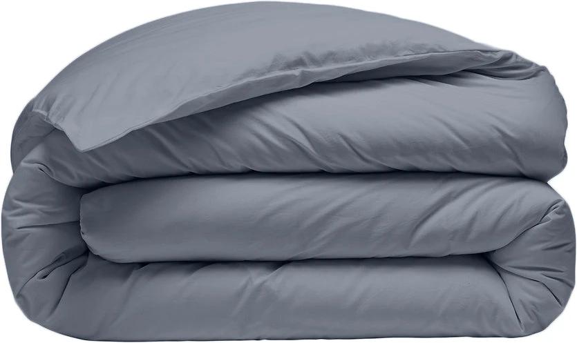 Housse de couette 100% percale de coton lavé 80fils/cm_ - finition bouteille 40cm - bleu forever/bleu anthracite by Baton Rouge