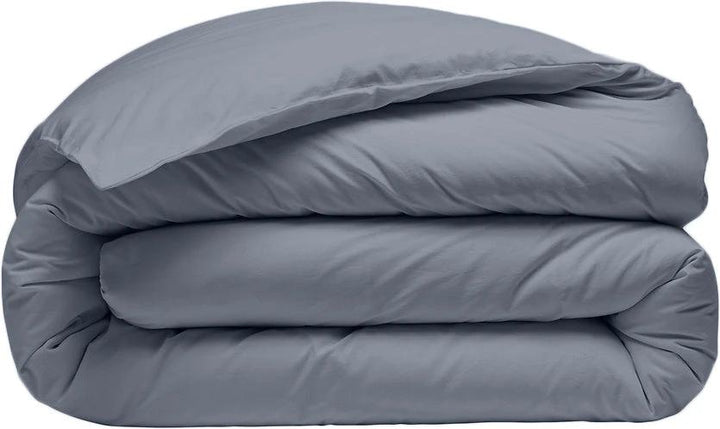 Housse de couette 100% percale de coton lavé 80fils/cm_ - finition bouteille 40cm - bleu forever/bleu anthracite by Baton Rouge