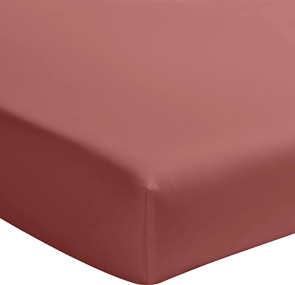Drap housse uni baton rouge en 100% percale de coton lavé 80 fils/cm_ - vieux rose by Baton Rouge