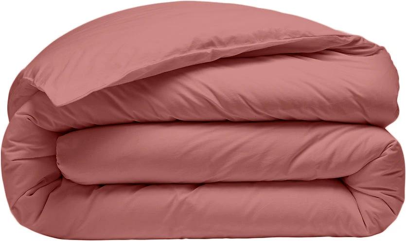 Housse de couette 100% percale de coton lavé 80fils/cm_ - finition bouteille 40cm - vieux rose by Baton Rouge
