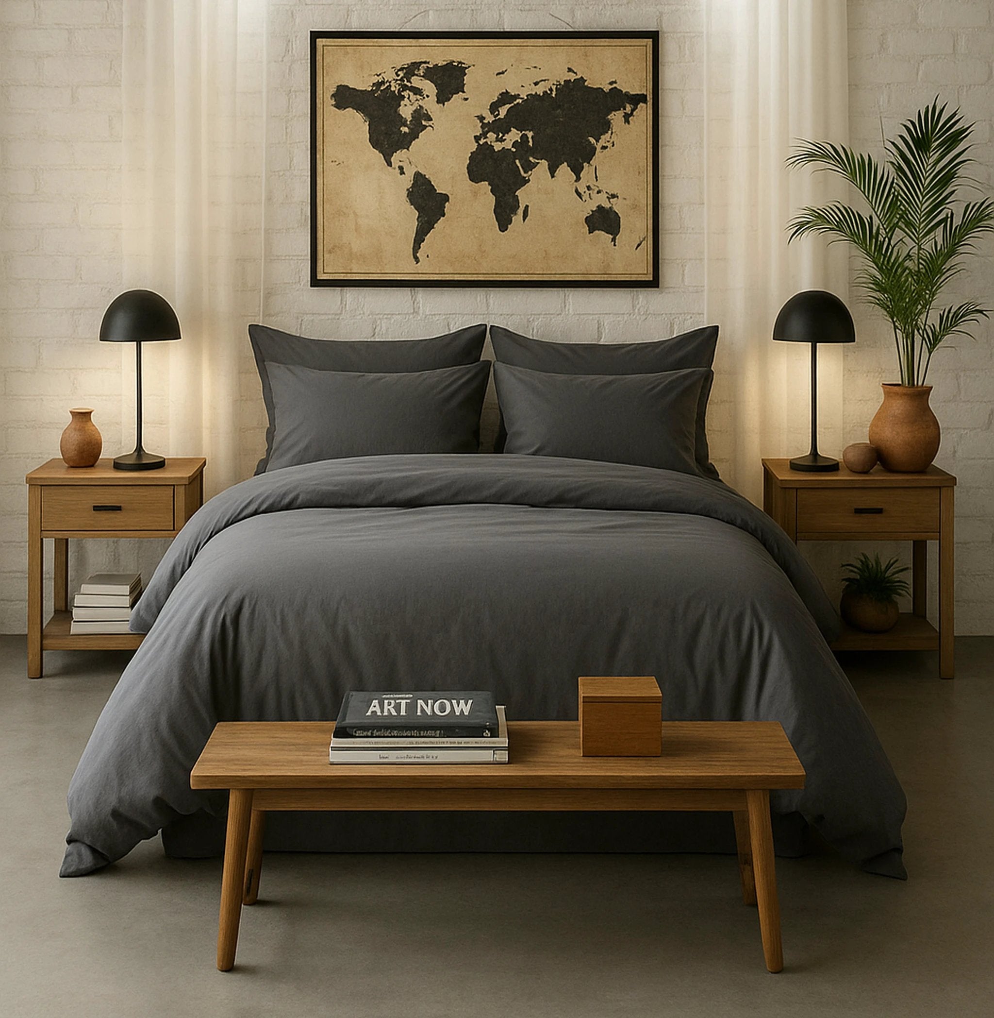 Taie d'oreiller baton rouge 100% percale de coton lavé 80fils/cm_ - gris magnet/gris anthracite by Baton Rouge