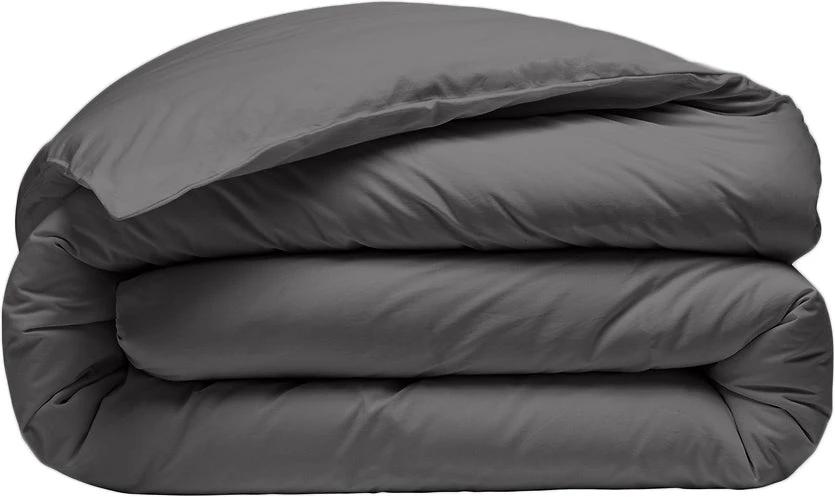 Housse de couette 100% percale de coton lavé 80fils/cm_ - finition bouteille 40cm - gris magnet/gris anthracite by Baton Rouge