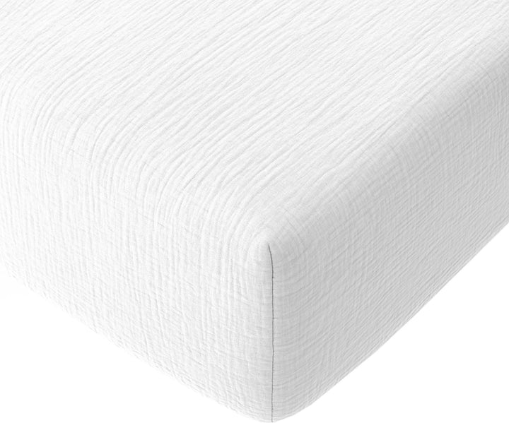 Drap housse bonnet:30cm 100% gaze de coton lavé blanc pur by Baton Rouge