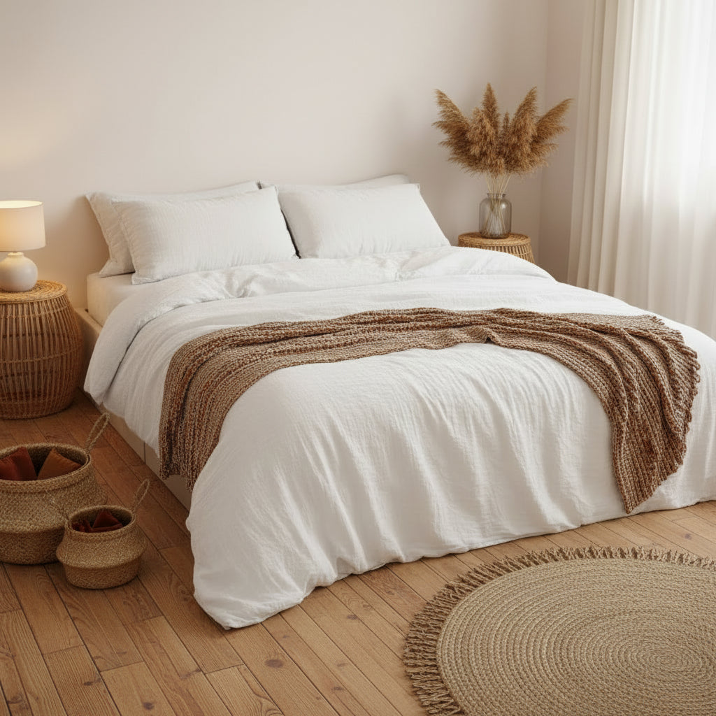 Housse de couette 100% gaze de coton lavé blanc pur by Baton Rouge