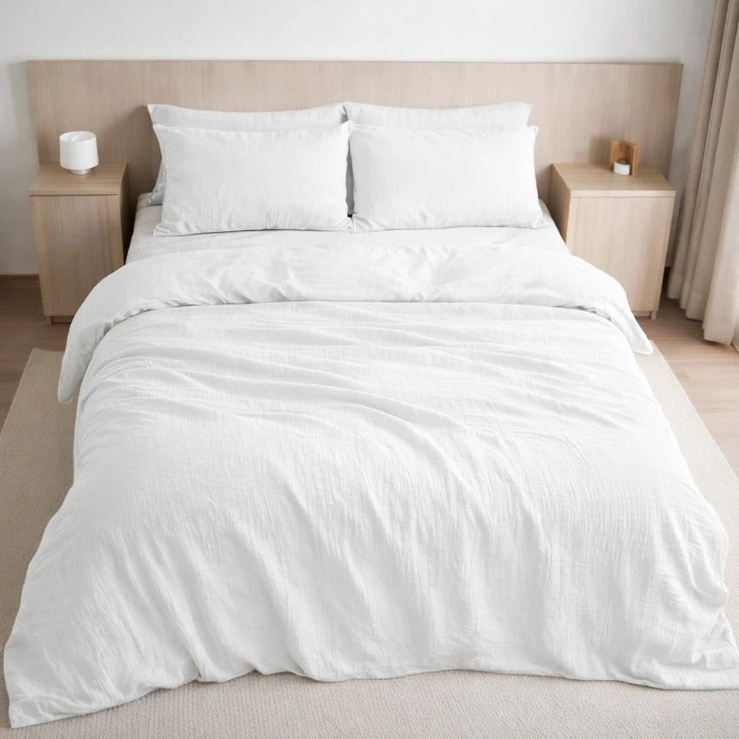 Housse de couette 100% gaze de coton lavé blanc pur by Baton Rouge