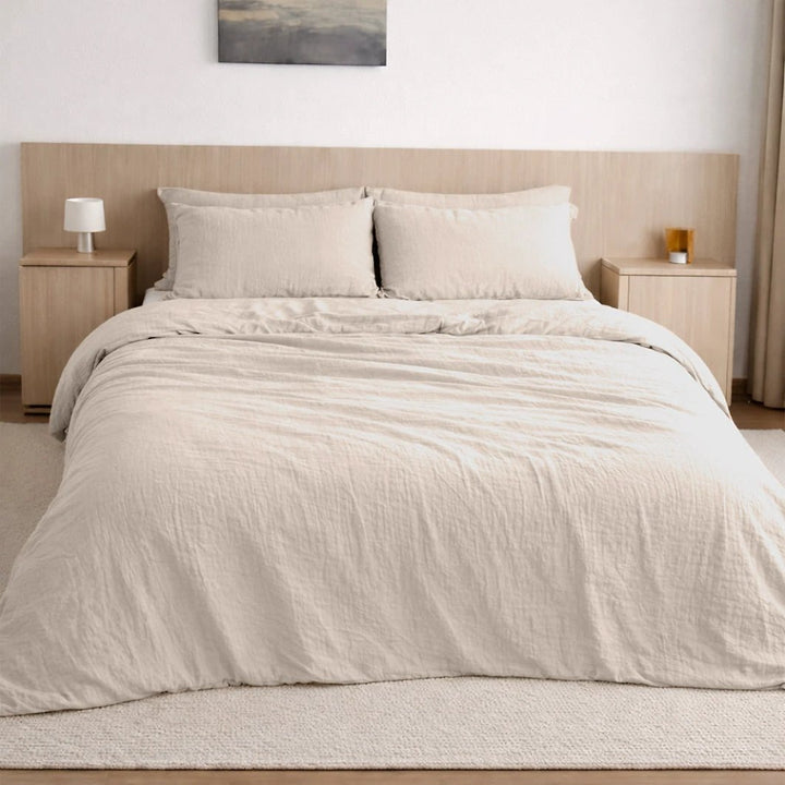 Drap housse bonnet:30cm 100% gaze de coton lavé ecru naturel by Baton Rouge