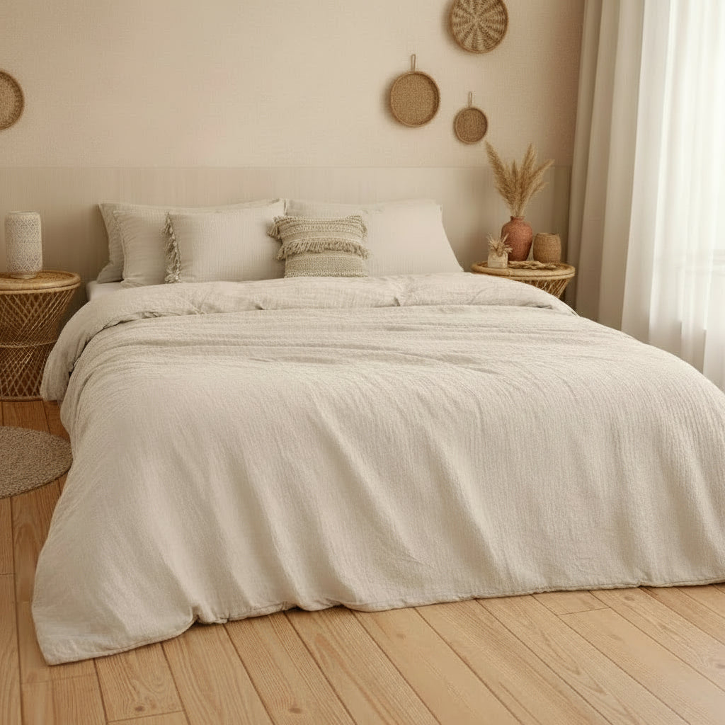 Housse de couette 100% gaze de coton lavé ecru naturel by Baton Rouge