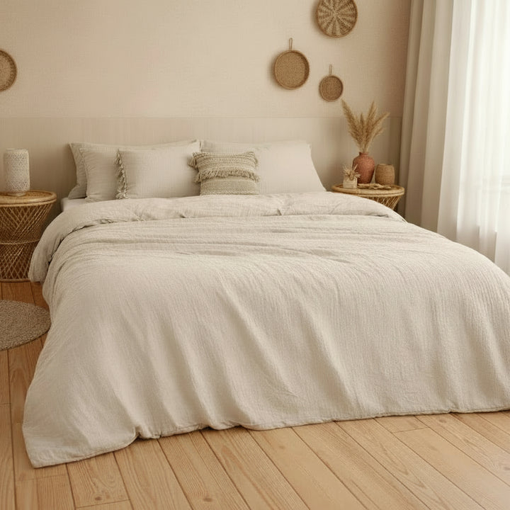 Housse de couette 100% gaze de coton lavé ecru naturel by Baton Rouge