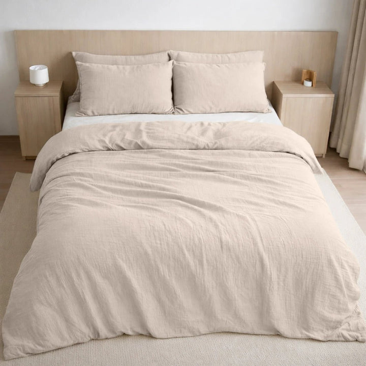 Housse de couette 100% gaze de coton lavé ecru naturel by Baton Rouge