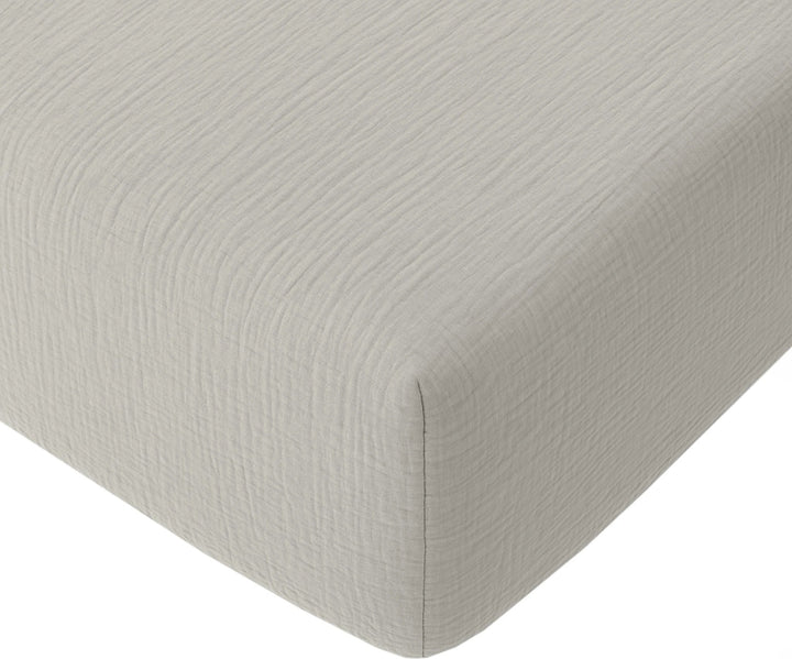 Drap housse bonnet:30cm 100% gaze de coton lavé gris glacier by Baton Rouge