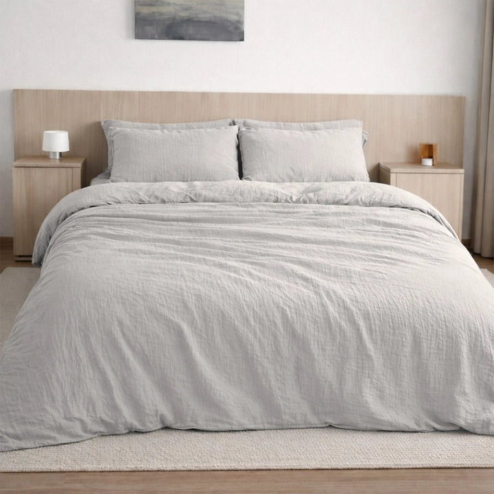 Drap housse bonnet:30cm 100% gaze de coton lavé gris glacier by Baton Rouge