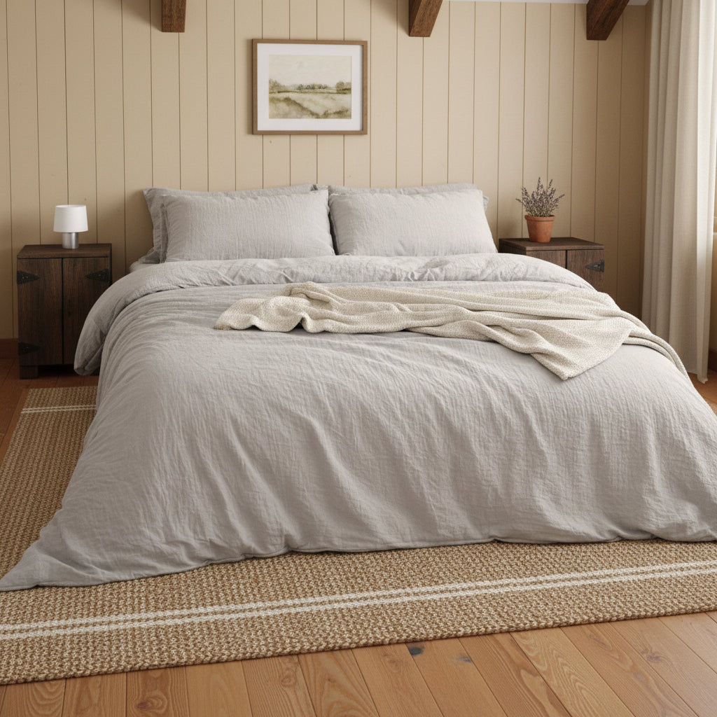 Housse de couette 100% gaze de coton lavé gris glacier by Baton Rouge