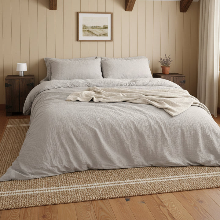 Housse de couette 100% gaze de coton lavé gris glacier by Baton Rouge