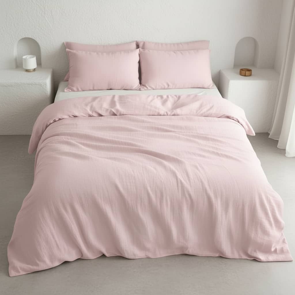 Housse de couette 100% gaze de coton lavé rose lotus by Baton Rouge