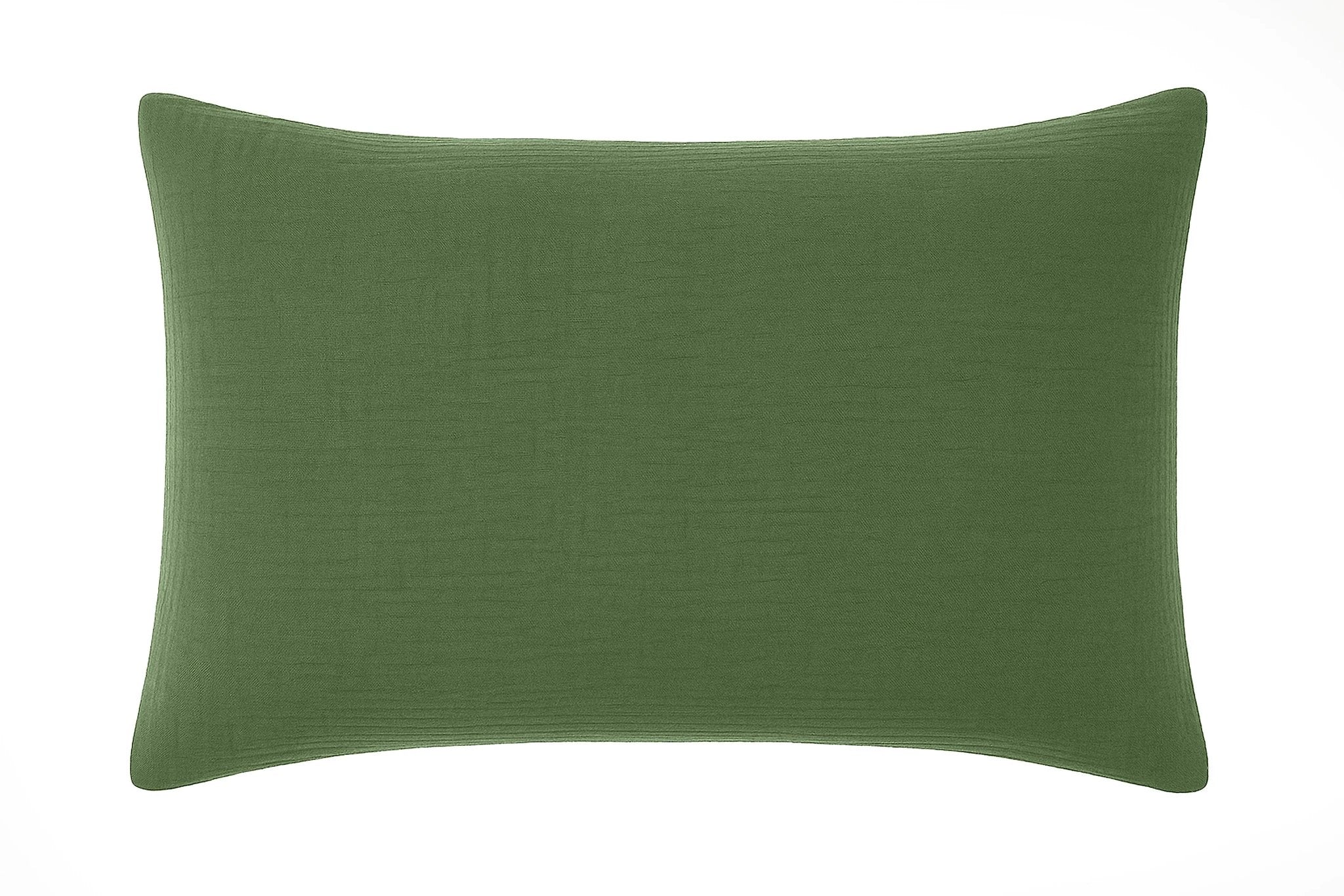 Taie d'oreiller 100% gaze de coton lavé vert cèdre by Baton Rouge